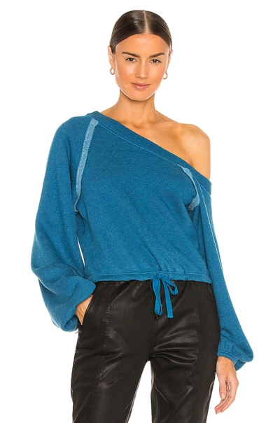Lovers & Friends Off Shoulder Sweater In Teal Blue