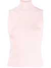 Alice And Olivia Darina Turtleneck Fitted Tank In Blush