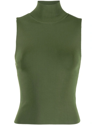 Alice And Olivia Darina Turtleneck Fitted Tank In Army Green