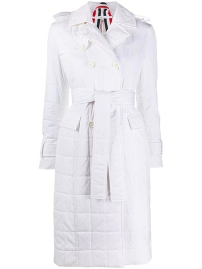 Thom Browne Down Fill Trench Overcoat In White