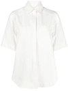 Loulou Studio Short-sleeved Button-up Shirt In White