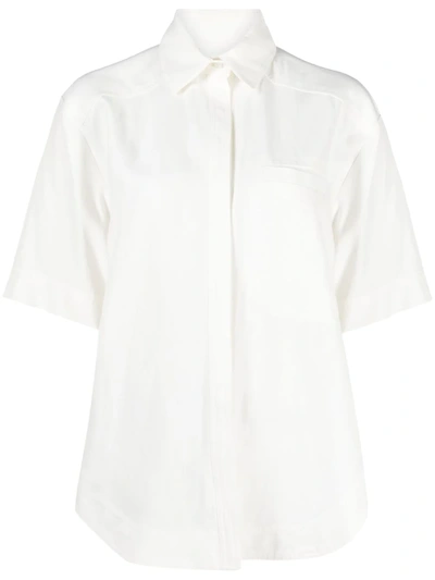 Loulou Studio Short-sleeved Button-up Shirt In White