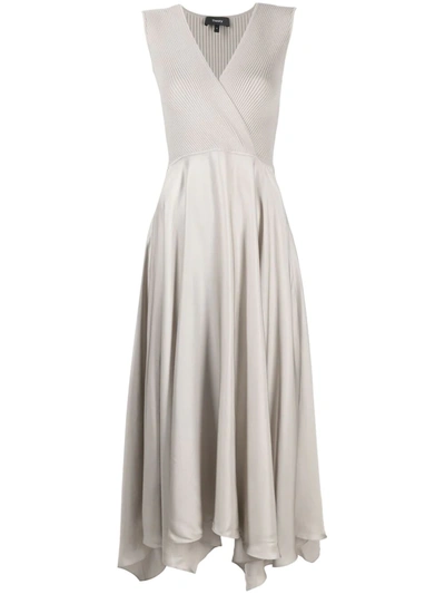 2024年激安 Draped Ribbed Theory Dress ModeSens | Grey In Knit Combo In ワンピース