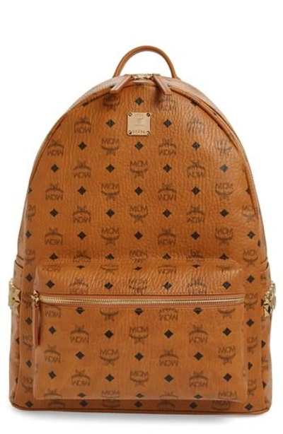 Mcm Large Stark Studded Side Backpack - Brown In Cognac