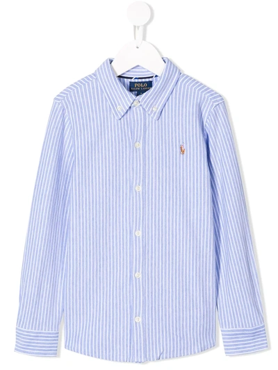 Ralph Lauren Custom Fit Striped Oxford Shirt In White/azure