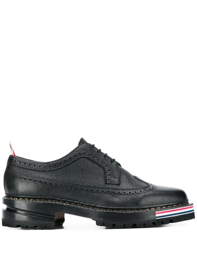 Thom Browne Tread-sole Leather Derby Shoes In Black