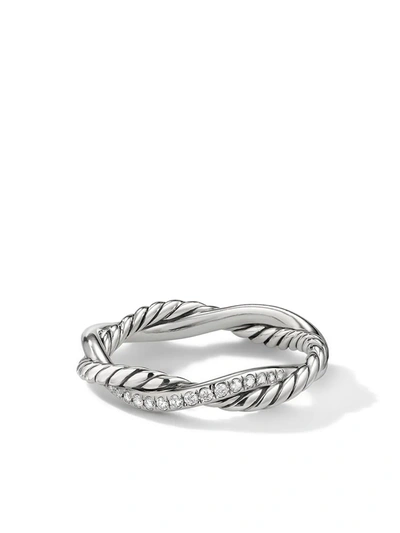 David Yurman Infinity 纯银小号密镶钻石拧绕式戒指（4毫米） In Sterling Silver