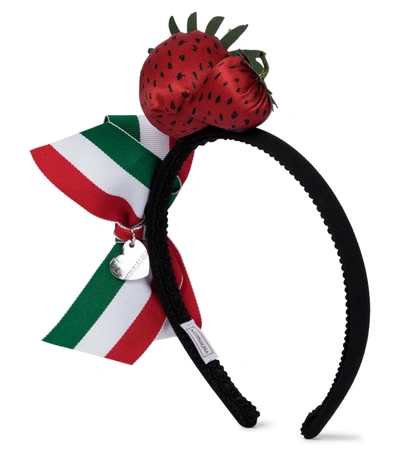 Monnalisa Kids' Black Cerchietto Strawberry Headband