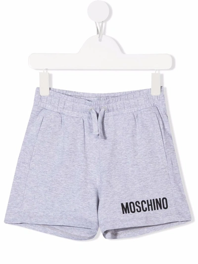 Moschino Kids' Logo-print Cotton Shorts In Grigio