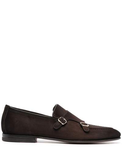 Santoni Buckle-fastened Monk Shoes In Brown