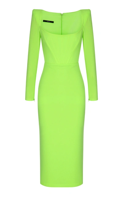 Alex Perry Leigh Satin-crepe Corset Midi Dress In Green