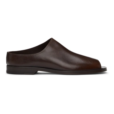 Lemaire Open-toe Leather Loafers In Brown