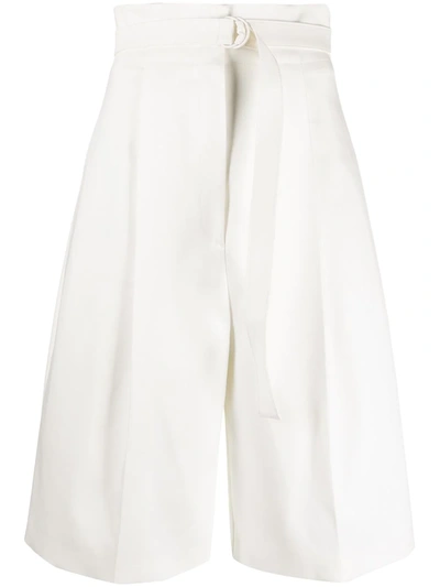 Philosophy Di Lorenzo Serafini Belted Pleated Cotton-blend Gabardine Culottes In White