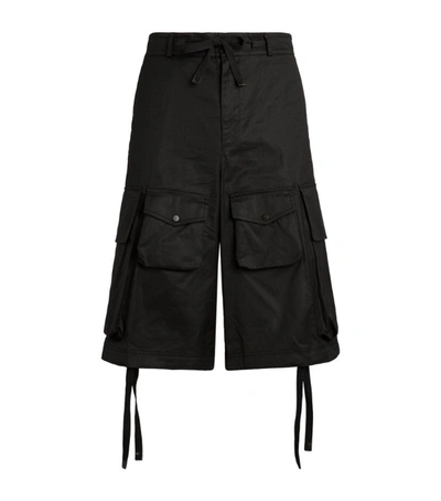 Moncler Cotton Cargo Bermuda Shorts In Black