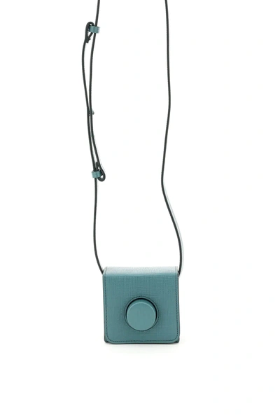 Lemaire Leather Mini Camera Bag In Green,blue