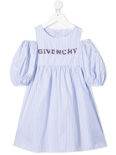 Givenchy Kids' Multicolor Dress For Girl With Colorful Logo In Bianco/blu