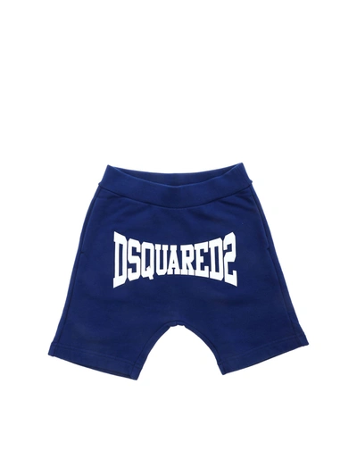 Dsquared2 Kids' Contrasting Print Bermuda Shorts In Blue