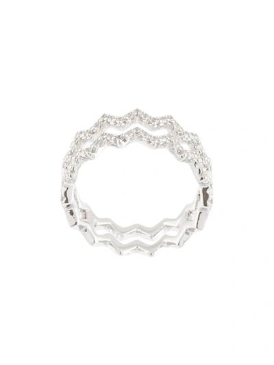 Apm Monaco Up And Down Double Ring In Silver