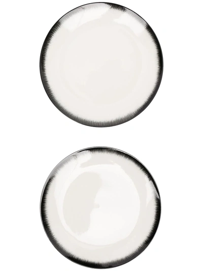Ann Deumelemeester X Serax Shadow-paint Porcelain Pair Of Plates In White
