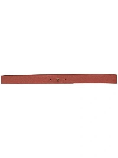 Agnona Logo-embossed Leather Belt In Red
