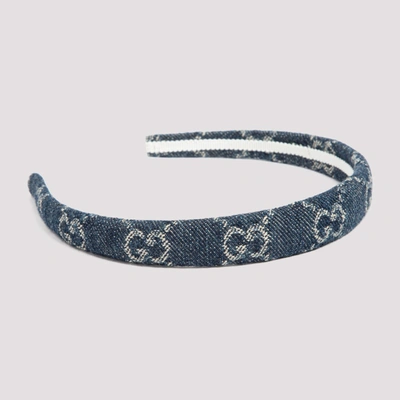Gucci Gg Eco Washed Denim Hair Band In Blue
