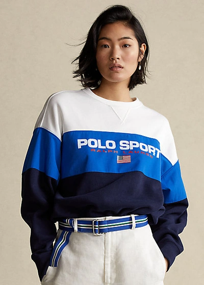 Ralph Lauren Color-blocked Polo Sport Sweatshirt In White/spa Royal/cruise  Na | ModeSens
