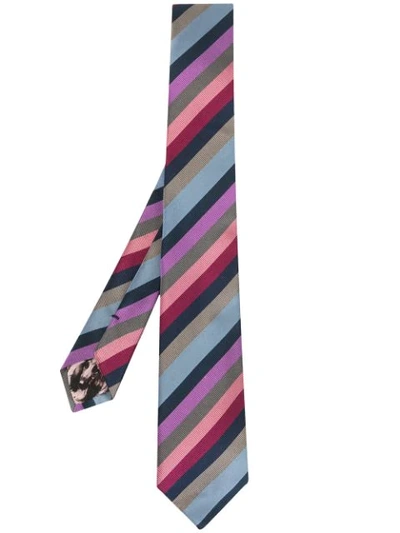 Paul Smith Striped Silk Tie In Multicolour
