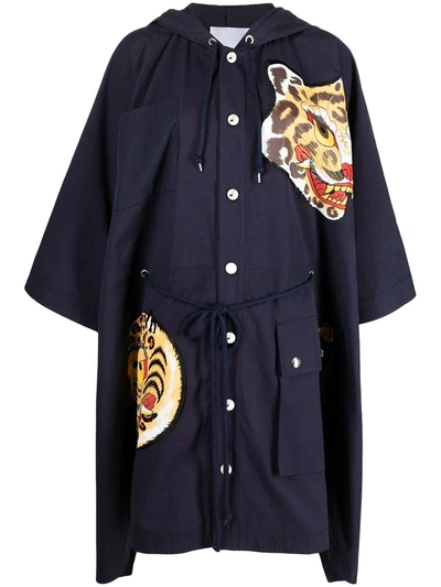 Kenzo X Kansai Yamamoto Tiger Cape Coat In Blue