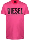 Diesel T-diego-logo Logo-print Cotton T-shirt In Fuchsia