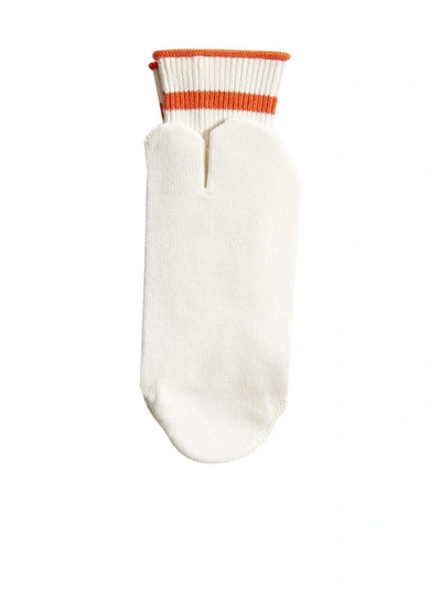 Maison Margiela Tabi Stretch Cotton Socks In Milk Tangerin