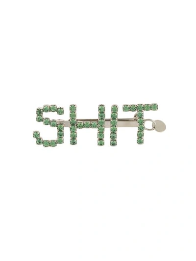 Yohji Yamamoto Crystal-embellished Brooch In Green