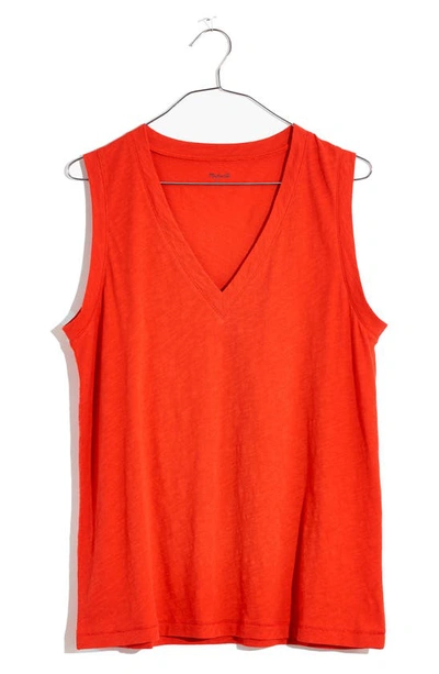 Madewell Whisper Cotton V-neck Tank In Himalayan Orange