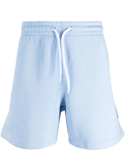 Alexander Wang Mid-rise Cotton Track Shorts In Blue