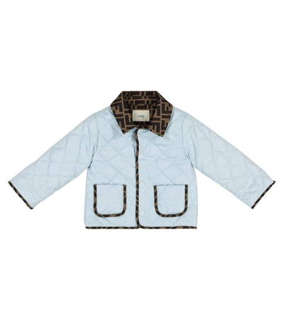 Fendi Babies' Ff-motif Quilted Jacket In Blue