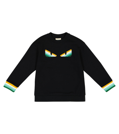 Fendi Kids' Boy's Striped Monster Eye Crewneck Jumper In Black