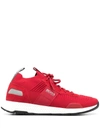Hugo Boss Logo-detail Lace-up Trainers In Red