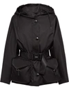Prada Re-nylon Blouson Jacket W/ Detachable Hood In Black