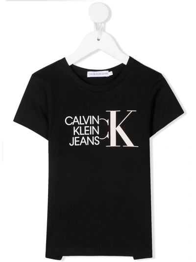 Calvin Klein Kids' Logo Print Short-sleeve T-shirt In Black