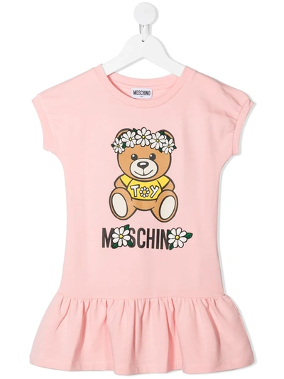 Moschino Teen Teddy Bear-print T-shirt Dress In Light Pink