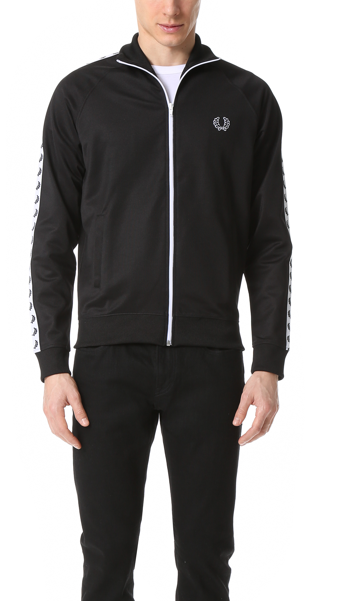 fred perry track jacket contrast panel black