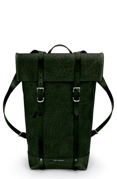 Ezra Arthur Keystone Nickel Detail Leather Rucksack In Green