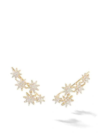 David Yurman 18kt Yellow Gold Starburst Diamond Climber Earrings (23mm)
