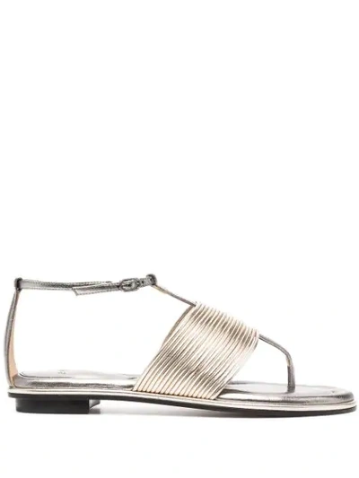 Alexandre Birman Metallic-effect Flat Sandals In Gold