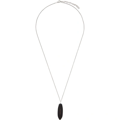 Saint Laurent Silver & Black Surfboard Pendant Necklace In Metallic