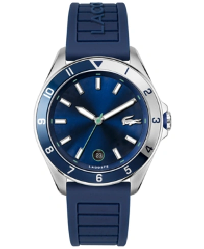 Lacoste Men's Tiebreaker Blue Silicone Strap Watch 43mm In Black