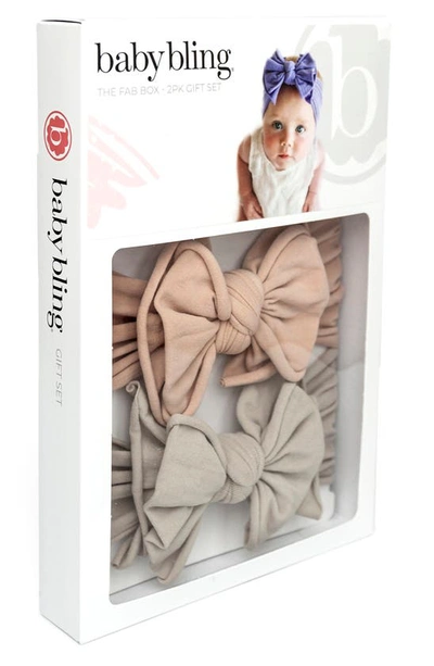 Baby Bling Babies' 2-pack Bow Headbands In Blush/ Mushroom