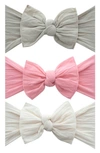 Baby Bling Babies' Bow Stretch Headband In Mushroom/ Zinnia/ Oatmeal