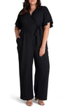 Kiyonna Plus Size Charisma Crepe Jumpsuit In Black