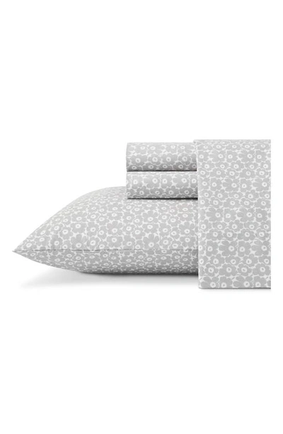 Marimekko Pikkuinen Unikko Floral Sheet Set In Grey