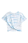 Nordstrom Kids' Knot Front T-shirt In White- Blue Tie Dye